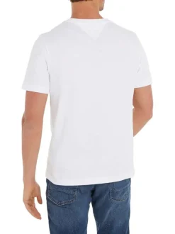 T-shirt en coton blanc uni avec une coupe droite et un col rond