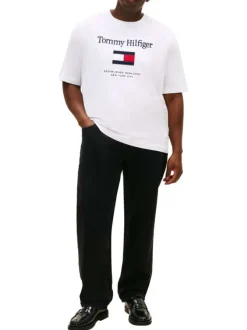 T-shirt en coton blanc uni avec une coupe droite et un grand logo
