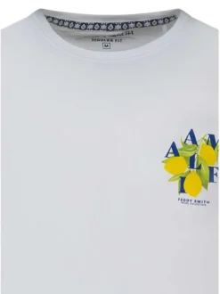 T-shirt en coton blanc uni avec une coupe droite et un imprimé dans le dos