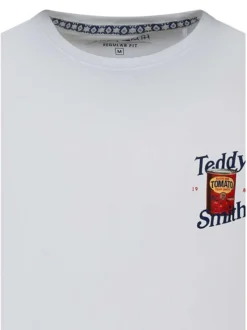 T-shirt en coton blanc uni avec une coupe droite et un imprimé dans le dos