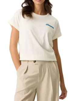 T-shirt en coton blanc uni avec une coupe droite et un logo brodé