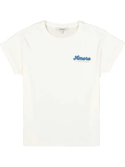 T-shirt en coton blanc uni avec une coupe droite et un logo brodé
