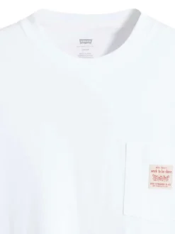 T-shirt en coton blanc uni avec une coupe regular fit et une poche plaquée