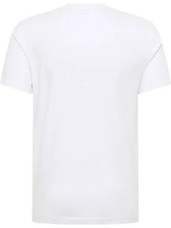 T-shirt en coton blanc uni avec un petit crabe imprimé et à col rond
