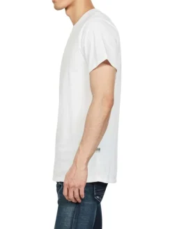 T-shirt en coton blanc uni à coupe droite avec le logo en petit à la poitrine