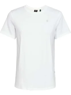 T-shirt en coton blanc uni à coupe droite avec le logo en petit à la poitrine