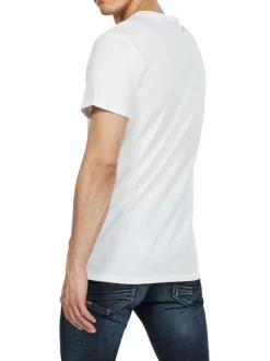 T-shirt en coton blanc uni à coupe droite avec le logo en petit à la poitrine