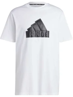 T-shirt en coton blanc uni à coupe droite et un large logo noir débossé