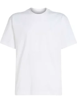 T-shirt en coton blanc uni à coupe oversize avec un imprimé logo à l'arrière