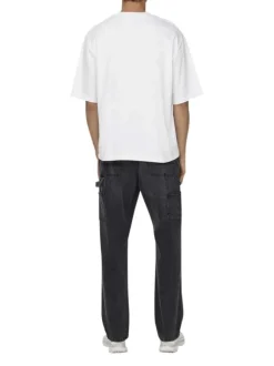 T-shirt en coton blanc uni épais avec une coupe très oversize et un col rond
