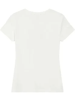 T-shirt en coton blanc uni pourvu de manches courtes et d'un col rond