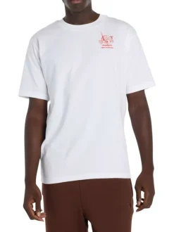 T-shirt en coton blanc uni pourvu d'un col rond et de manches courtes