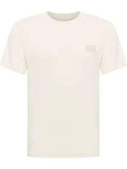 T-shirt en coton blanc uni pourvu d'un col rond et de manches courtes