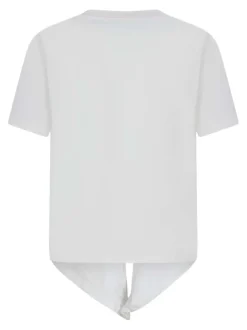 T-shirt en coton blanc uni pourvu d'un col rond et d'une coupe droite