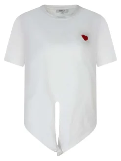 T-shirt en coton blanc uni pourvu d'un col rond et d'une coupe droite