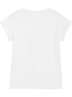 T-shirt en coton blanc uni pourvu d'un col rond et d'une coupe droite