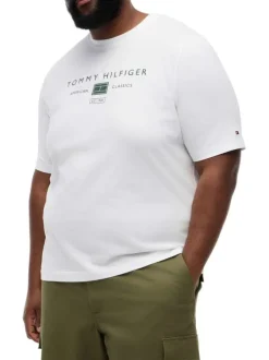 T-shirt en coton blanc uni pourvu d'un col rond et d'une coupe droite