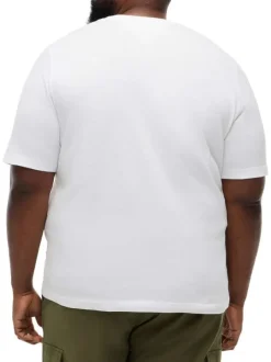T-shirt en coton blanc uni pourvu d'un col rond et d'une coupe droite