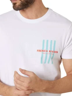T-shirt en coton blanc uni pourvu d'un col rond et d'une coupe droite