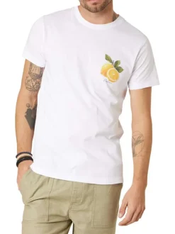 T-shirt en coton blanc uni pourvu d'une coupe droite et de manches courtes