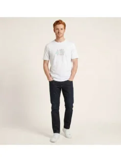 T-shirt en coton blanc uni pourvu d'une coupe droite et des manches courtes