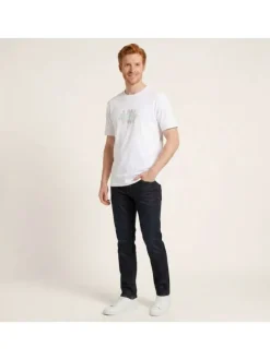 T-shirt en coton blanc uni pourvu d'une coupe droite et des manches courtes