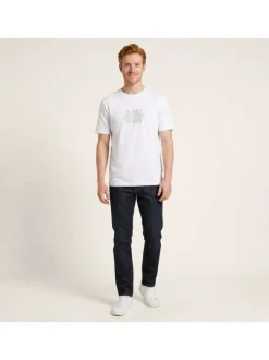 T-shirt en coton blanc uni pourvu d'une coupe droite et des manches courtes