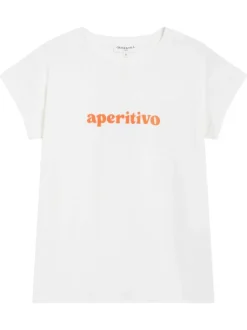 T-shirt en coton blanc uni pourvu d'une coupe droite et d'un col rond