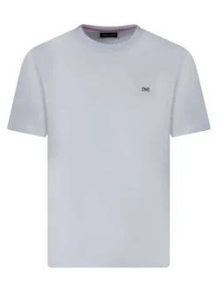 T-shirt en coton blanc uni pourvu d'une coupe droite et d'un col rond