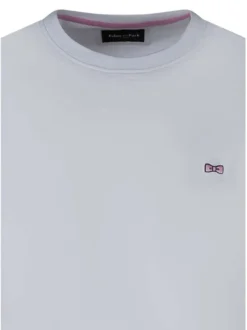 T-shirt en coton blanc uni pourvu d'une coupe droite et d'un col rond