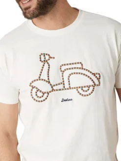 T-shirt en coton blanc uni pourvu d'une coupe droite et d'un col rond