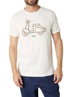 T-shirt en coton blanc uni pourvu d'une coupe droite et d'un col rond