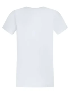 T-shirt en coton blanc uni pourvu d'un imprimé chien avec des lunettes de soleil