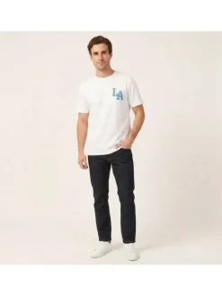 T-shirt en coton blanc uni pourvu d'un imprimé ourson et d'un col rond
