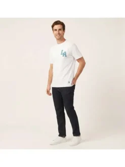 T-shirt en coton blanc uni pourvu d'un imprimé ourson et d'un col rond
