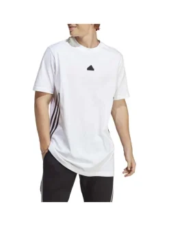 T-shirt en coton blanc uni une coupe droite et un logo poitrine en contraste