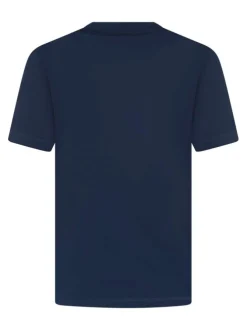 T-shirt en coton bleu avec un imprimé une coupe droite et un col rond