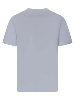 T-shirt en coton bleu clair avec imprimé logo à coupe droite et à col rond