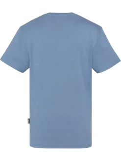 T-shirt en coton bleu à coupe droite pourvu d'un col rond et de manches courtes