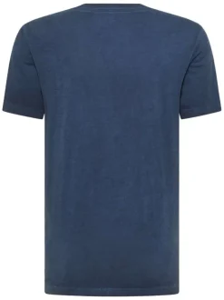 T-shirt en coton bleu marine aspect légèrement délavé avec un col rond