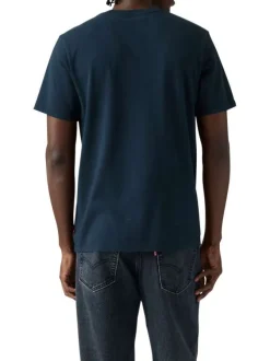 T-shirt en coton bleu marine avec col rond et logo de la marque