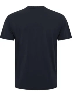 T-shirt en coton bleu marine imprimé sur le devant avec un col rond