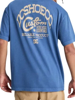 T-shirt en coton bleu marine uni avec une coupe droite et un col rond