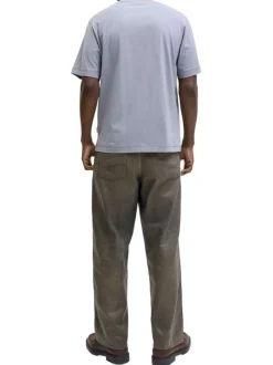 T-shirt en coton bleu pourvu d'un col rond et de manches courtes