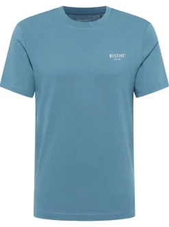 T-shirt en coton bleu uni avec un col rond et des manches courtes
