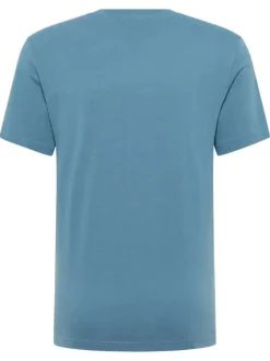 T-shirt en coton bleu uni avec un col rond et des manches courtes