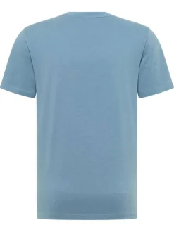 T-shirt en coton bleu uni avec un col rond et des manches courtes
