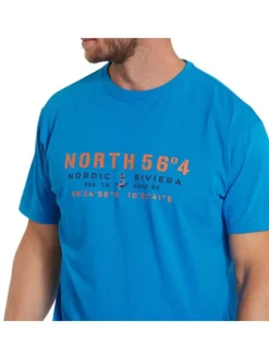 T-shirt en coton bleu uni avec une coupe droite et un col rond