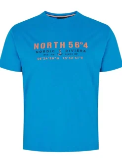 T-shirt en coton bleu uni avec une coupe droite et un col rond