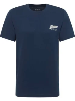 T-shirt en coton bleu uni avec une coupe droite et un col rond